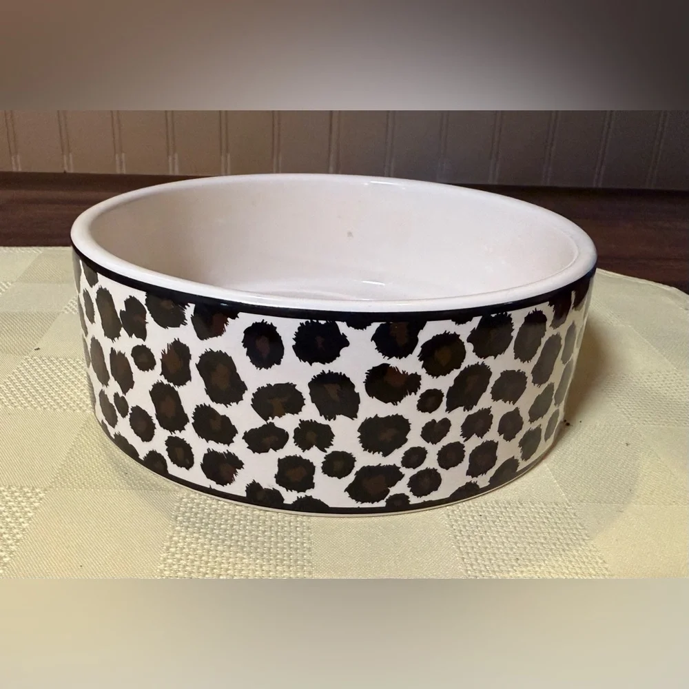 Porcelain Harry Barker Leopard Print Food Pet Bowl 7” Across